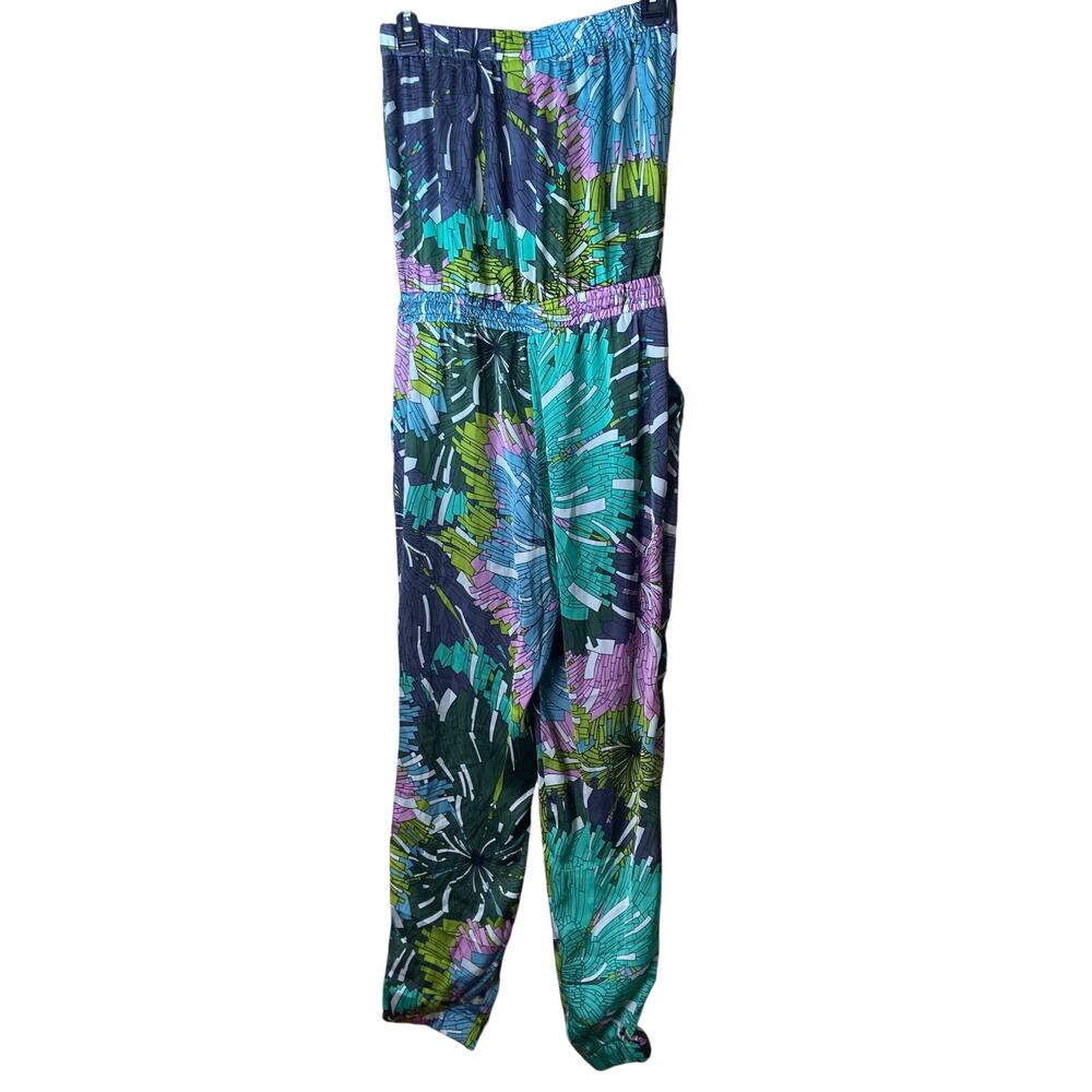 Strapless Jumpsuit by Classique Multi Tropical Print Sz S